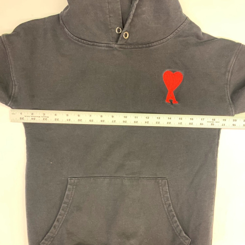 Ami Paris Black Ami de Coeur Heart Logo Hoodie Sweatshirt‎ Mens Size L - Picture 8 of 10